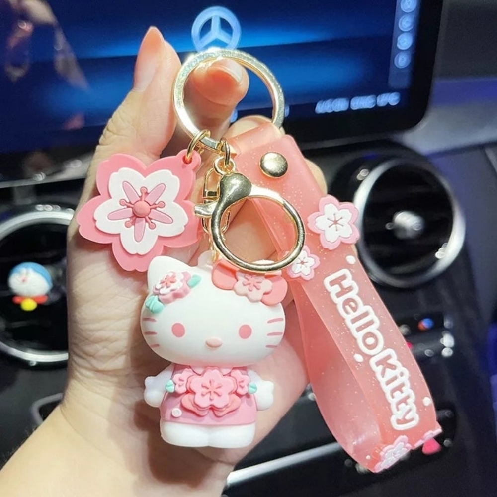 New - Pink cat key chain